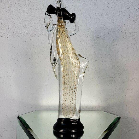 MURANO~VINTAGE 14" SIGNED MARIO BADIOLI BLACK GOLD GLASS FIGURINE SCULPTURE - Picture 15 of 16